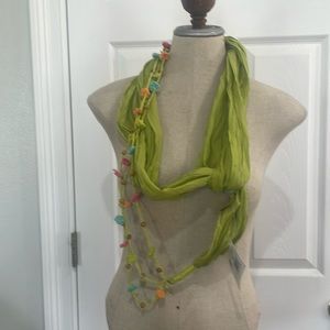 All jazzed up RCS infinity necklace scarf cotton embellished flowers lime green